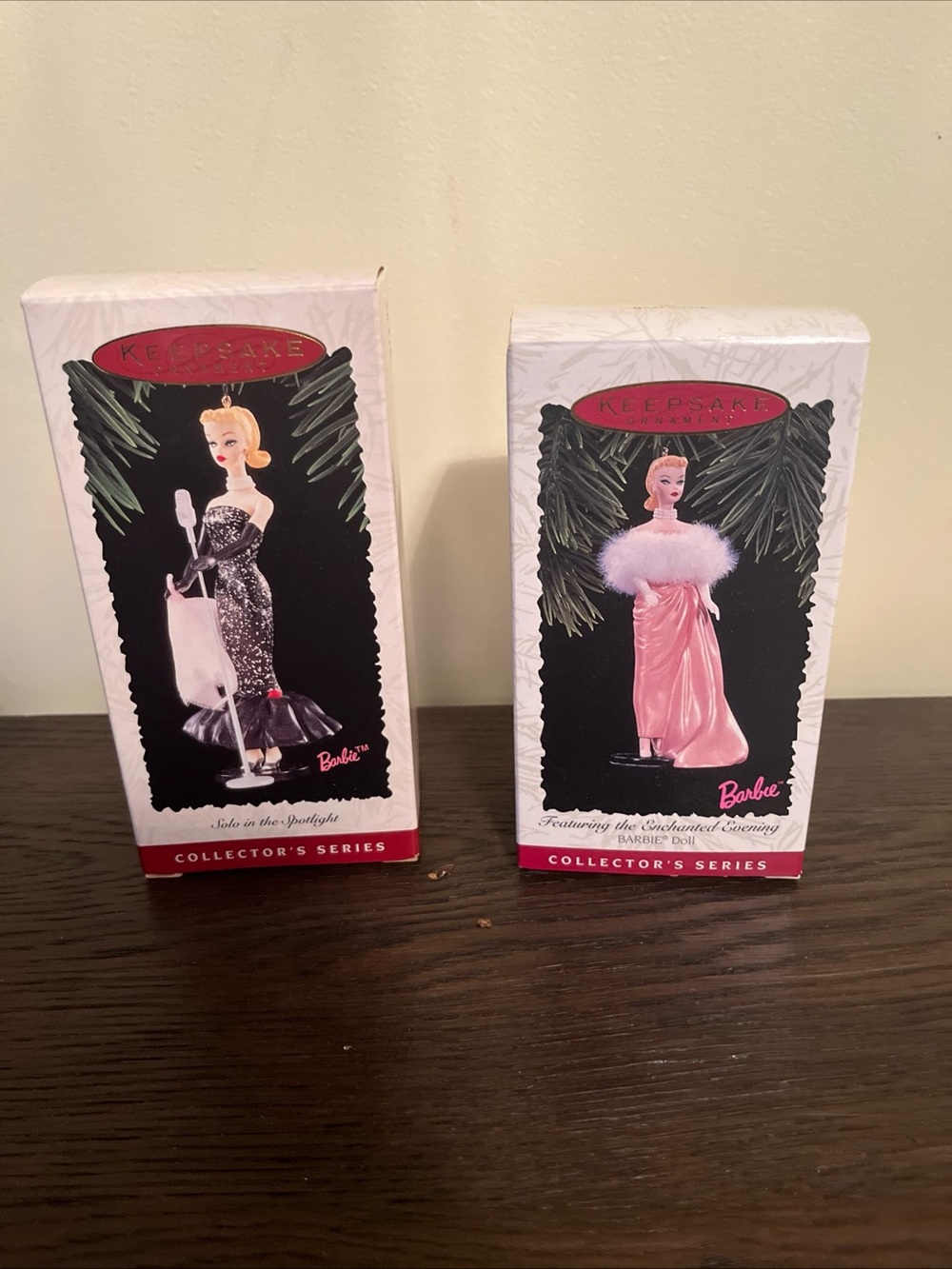 vintage 90s NIB Barbie keepsake ornaments set of (2) - Solo & Enchanted Evening